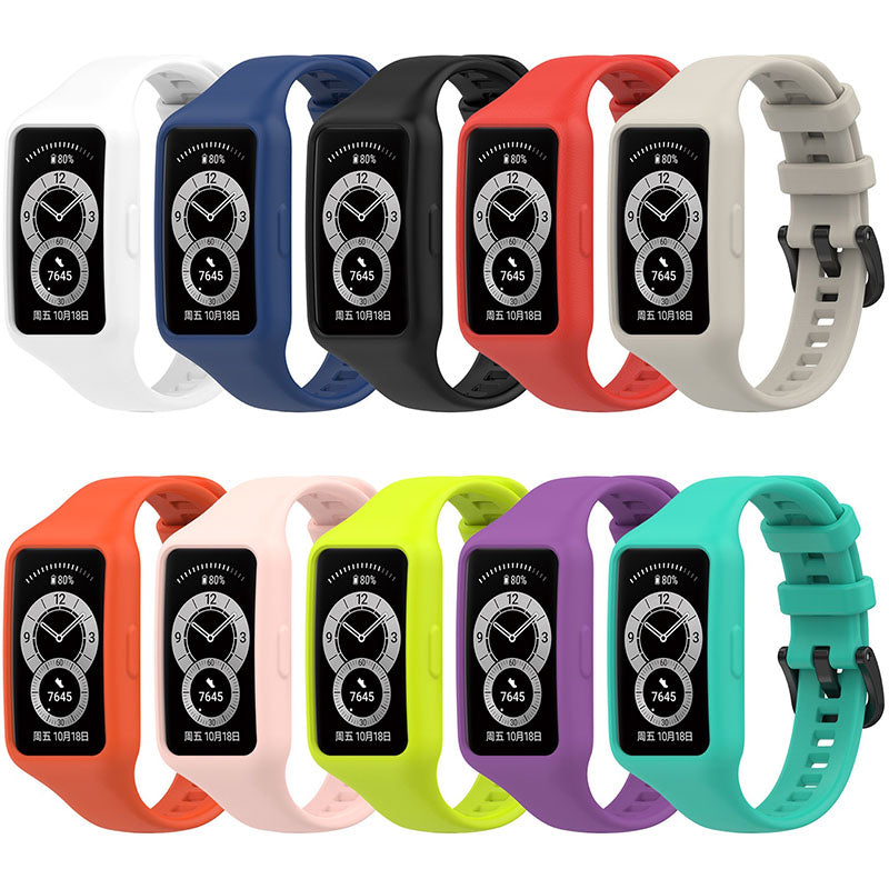 Replacement One-piece Smart Watch Strap Case Silicone Wrist Band for Honor Band 6 Huawei Band 6 Huawei Band 6 pro