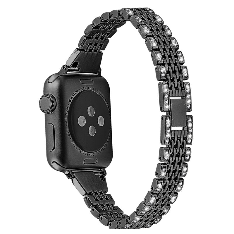 Seven Beads Metal Watch Band Rhinestones Decor Wrist Strap for Apple Watch Ultra 2 49mm Series 9 45mm SE (2023) 44mm Ultra 49mm Series 8 45mm 7 45mm Watch Series 4 5 6 SE 44mm SE (2022) 44mm Series 1 2 3 42mm