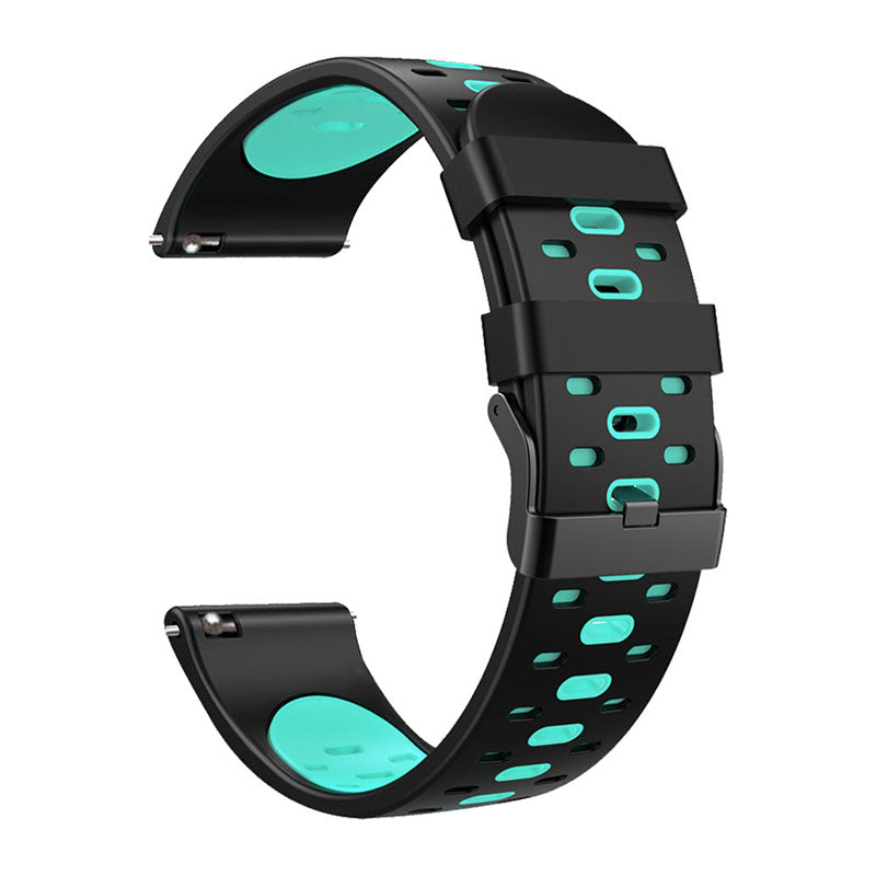 22mm 3 Rows Holes Bi-color Silicone Soft Watch Band for Samsung Galaxy Watch3 45mm Galaxy Watch 46mm Gear S3 Frontier Gear S3 Classic