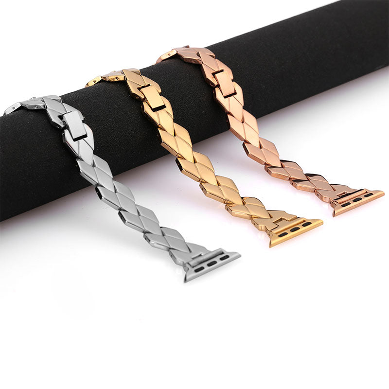 Premium Stainless Steel Rhombus Watch Band Wrist Strap for Apple Watch Series 9 8 7 41mm 6 5 4 SE (2023) SE(2022) SE 40mm 3 2 1 38mm