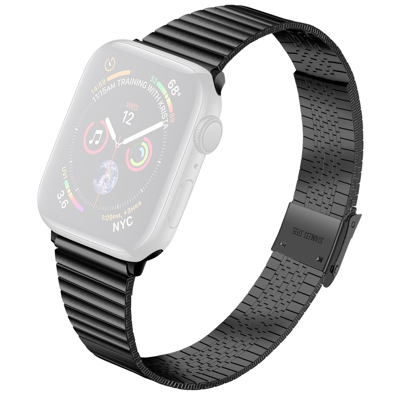 Double Buckle Metal Watch Strap Replacement Watch Band Bracelet for Apple Watch Series 9 8 7 41mm 6 5 4 SE (2023) SE(2022) SE 40mm 3 2 1 38mm