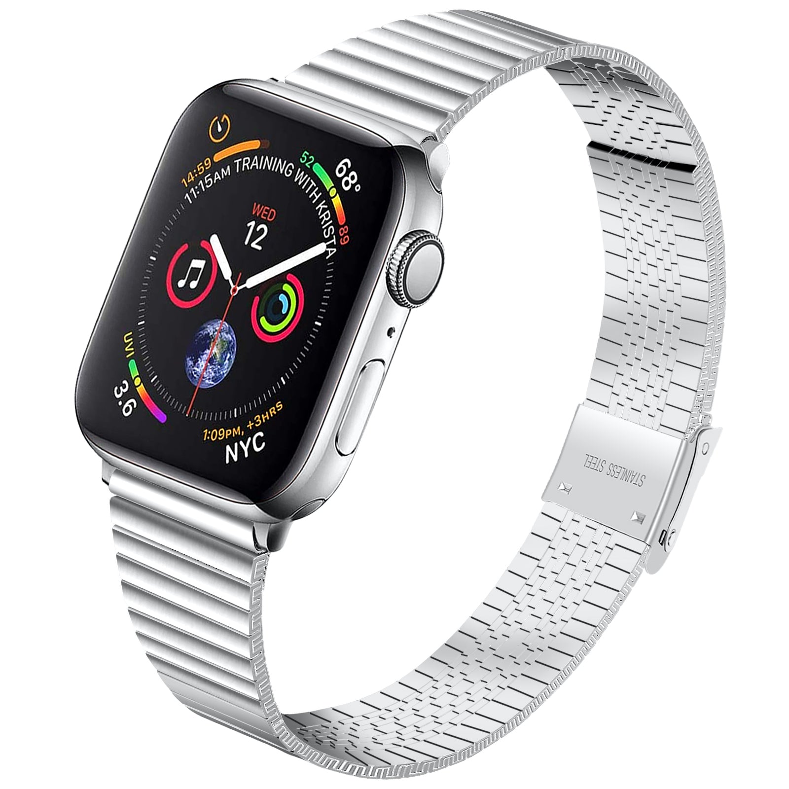 Double Buckle Design Adjustable Metal Watch Band Wrist Strap for Apple Watch Ultra 2 49mm Series 9 45mm SE (2023) 44mm Ultra 49mm Series 8 45mm 7 45mm 6 5 4 SE 44mm SE (2022) 44mm 3 2 1 42mm
