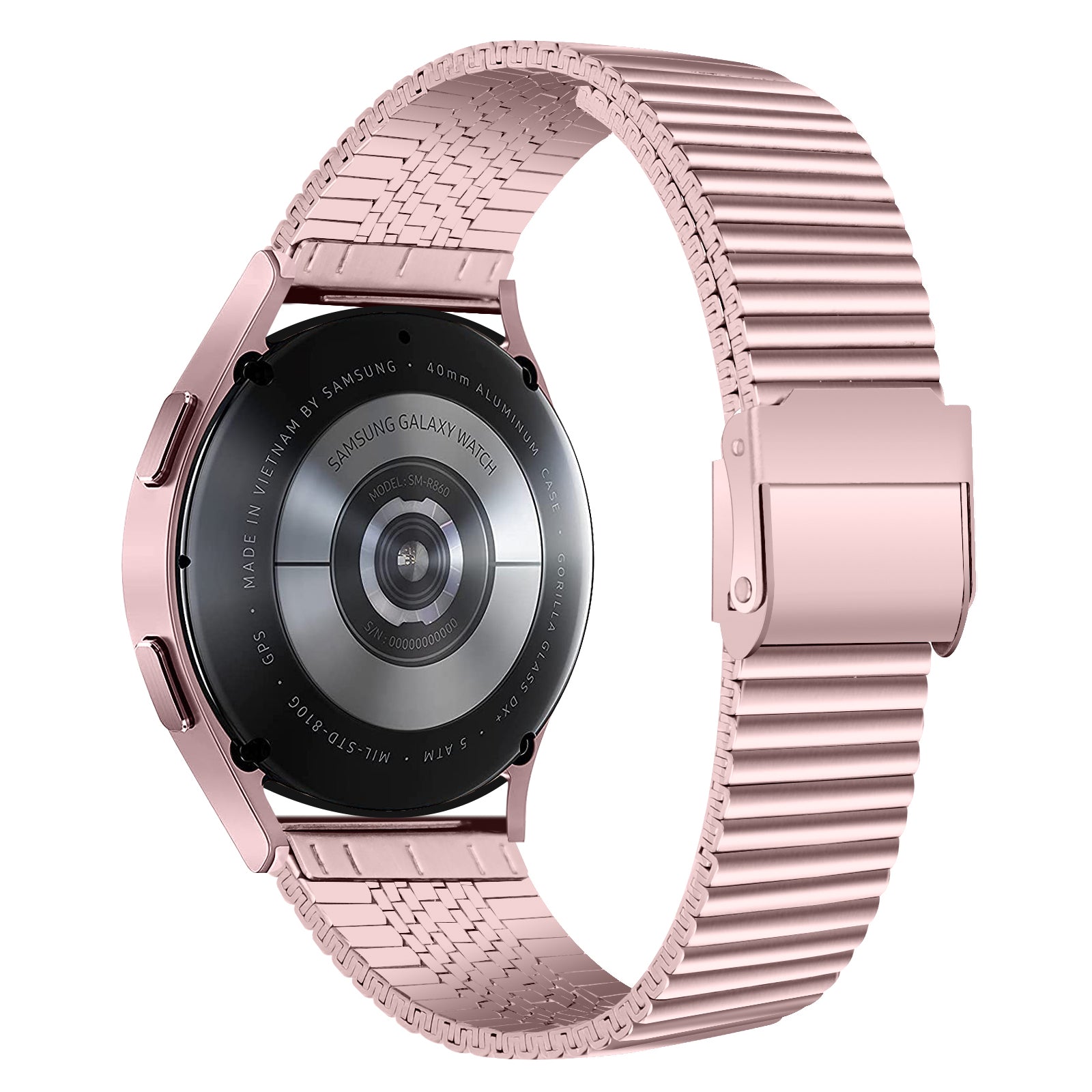 20mm Metal Smart Watch Band Double Buckle Wrist Strap Bracelet for Samsung Galaxy Watch4 40mm 44mm Galaxy Watch Active 2 Galaxy Watch Active Galaxy Watch 42mm