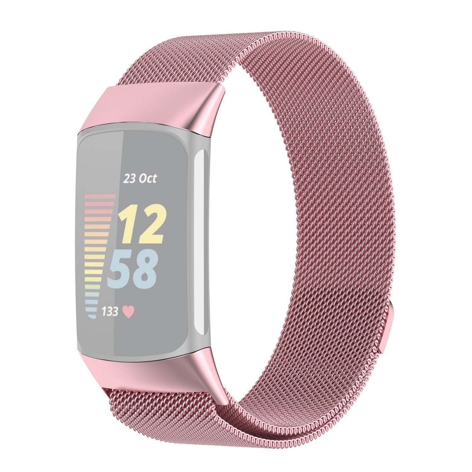 JLT Stylish Milanese Stainless Steel Adjustable Electroplating Watch Band Strap Replacement for Fitbit Charge 6 5