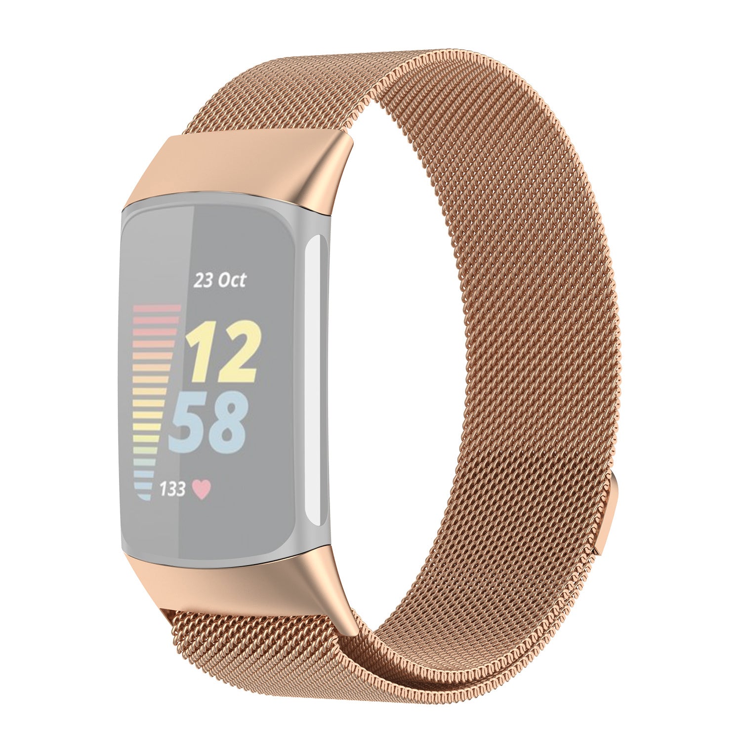 JLT Stylish Milanese Stainless Steel Adjustable Electroplating Watch Band Strap Replacement for Fitbit Charge 6 5