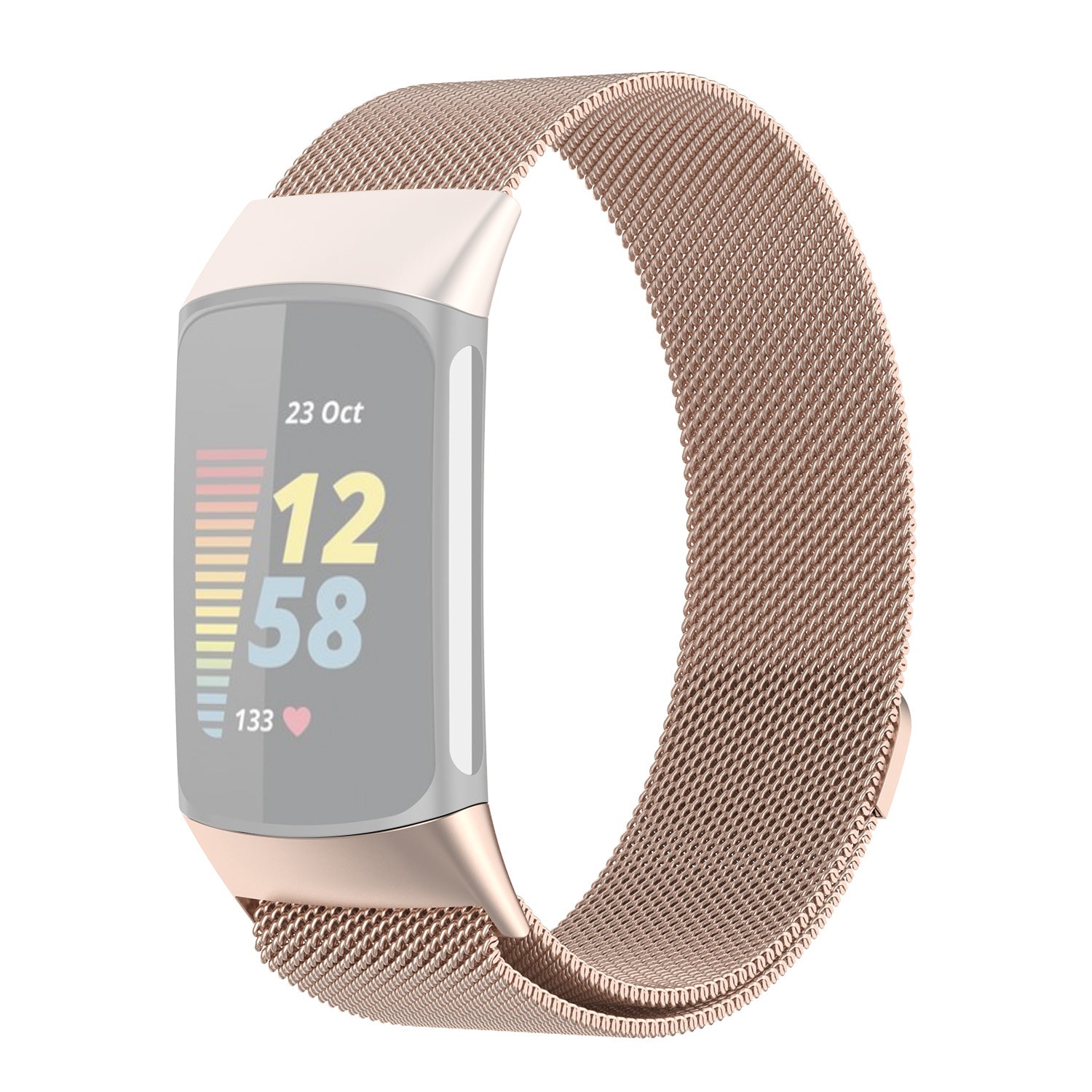 JLT Stylish Milanese Stainless Steel Adjustable Electroplating Watch Band Strap Replacement for Fitbit Charge 6 5