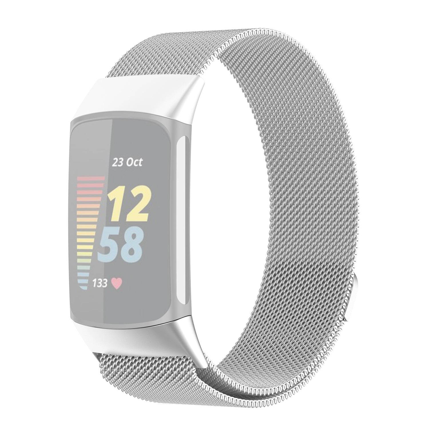 JLT Stylish Milanese Stainless Steel Adjustable Electroplating Watch Band Strap Replacement for Fitbit Charge 6 5