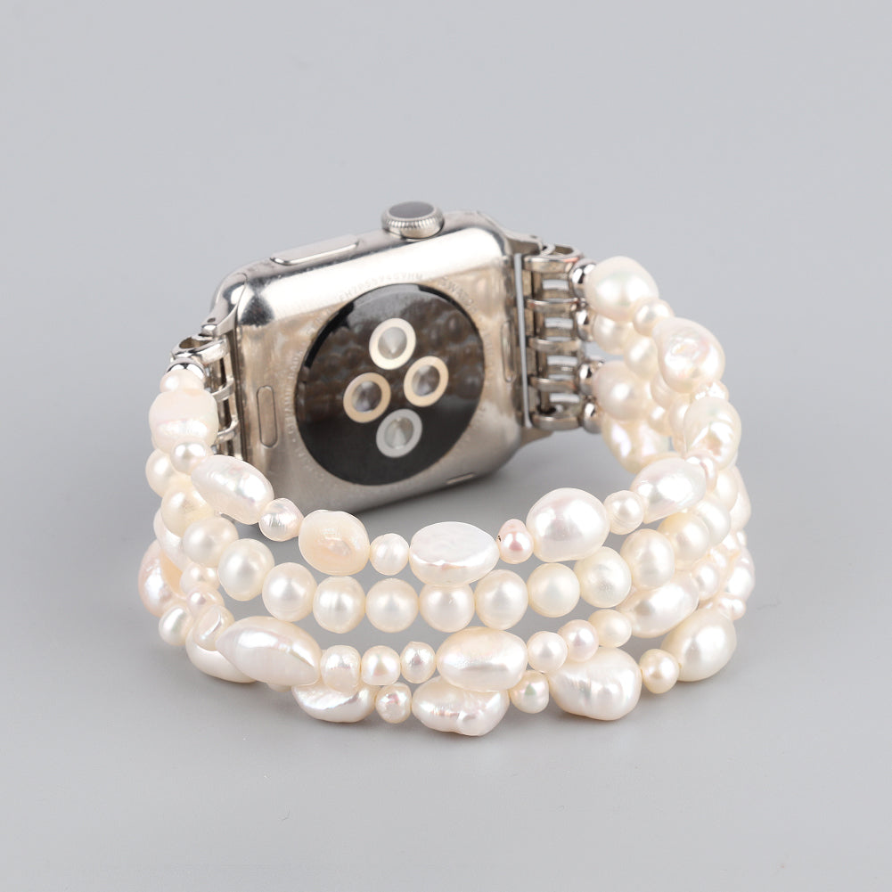 Exquisite Crystal Pearls Bracelet Watch Band for Apple Watch Ultra 2 49mm Series 9 45mm SE (2023) 44mm Ultra 49mm Series 8 45mm 7 45mm SE 44mm SE (2022) 44mm Series 6 5 4 44mm Series 3 2 1 42mm