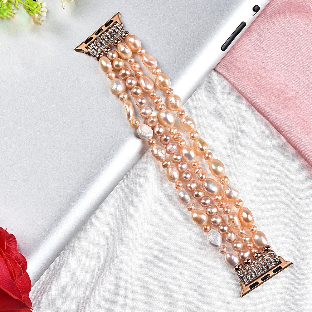 Exquisite Crystal Pearls Bracelet Watch Band for Apple Watch Ultra 2 49mm Series 9 45mm SE (2023) 44mm Ultra 49mm Series 8 45mm 7 45mm SE 44mm SE (2022) 44mm Series 6 5 4 44mm Series 3 2 1 42mm