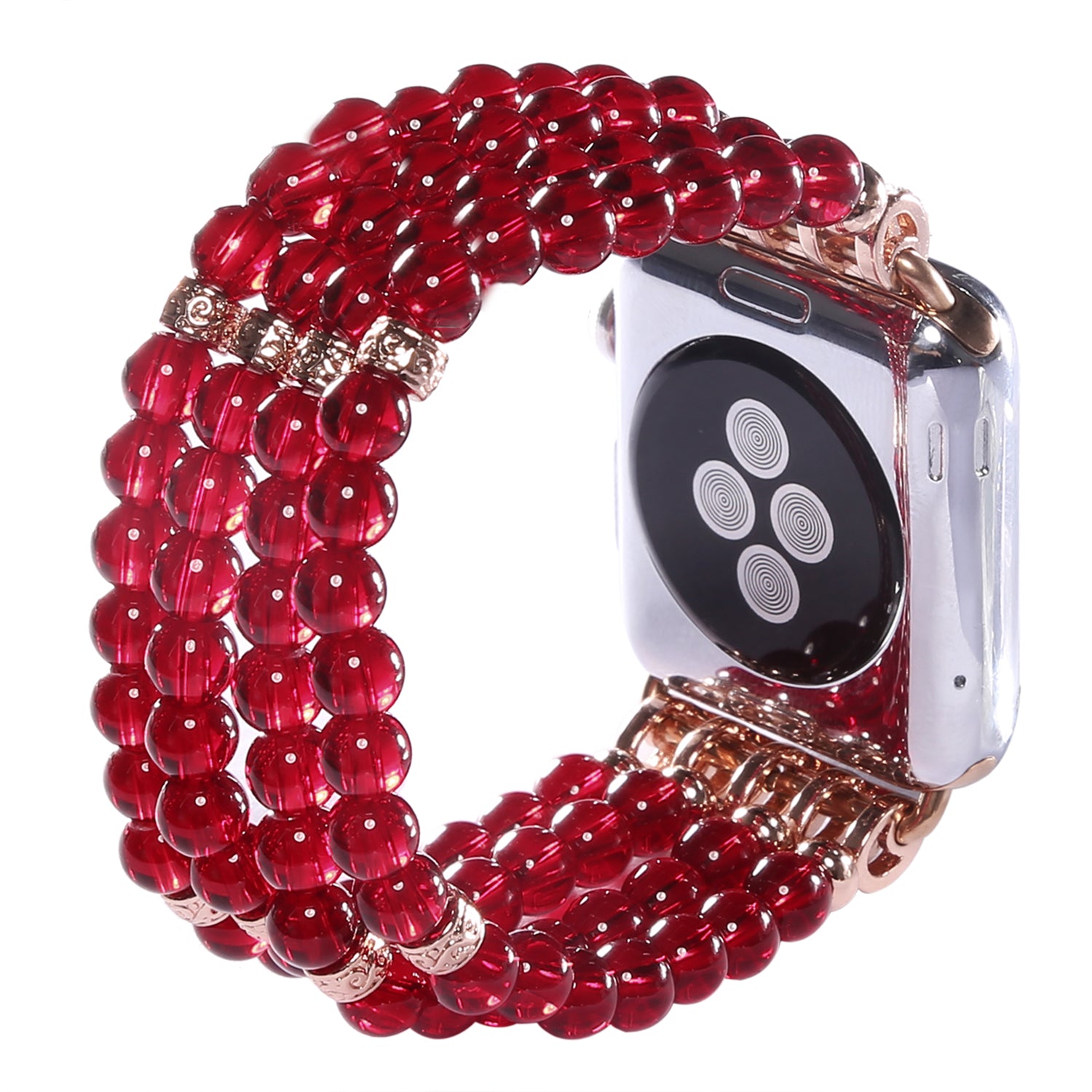 Four Rows Faux Pearls Watch Strap Replacement Wrist Band for Apple Watch Ultra 2 49mm Series 9 45mm SE (2023) 44mm Ultra 49mm Series 8 45mm 7 45mm SE 44mm SE (2022) 44mm Series 6 5 4 44mm Series 3 2 1 42mm