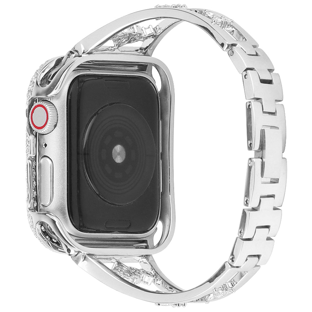 Zircon Decor Stainless Steel Bracelet Watch Strap Replacement Wrist Band for Apple Watch Ultra 2 49mm Series 9 45mm SE (2023) 44mm Ultra 49mm Series 8 45mm 7 45mm Series 6 5 4 SE 44mm SE (2022) 44mm Series 3 2 1 42mm