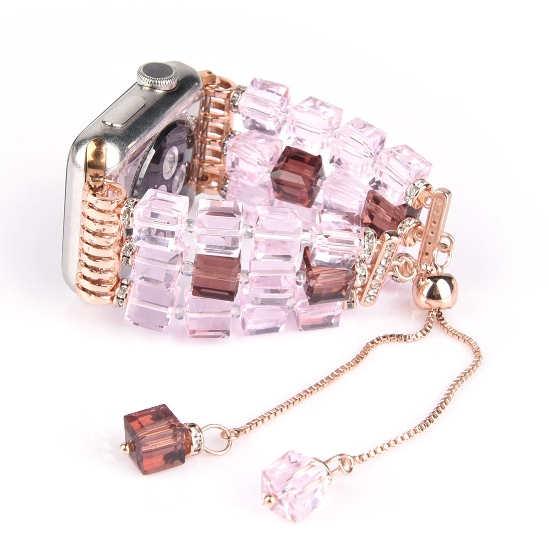 Faux Crystal Blocks Watch Band Wrist Strap for Apple Watch Ultra 2 49mm Series 9 45mm SE (2023) 44mm Ultra 49mm Series 8 45mm 7 45mm SE 44mm SE (2022) 44mm Series 6 5 4 44mm Series 3 2 1 42mm