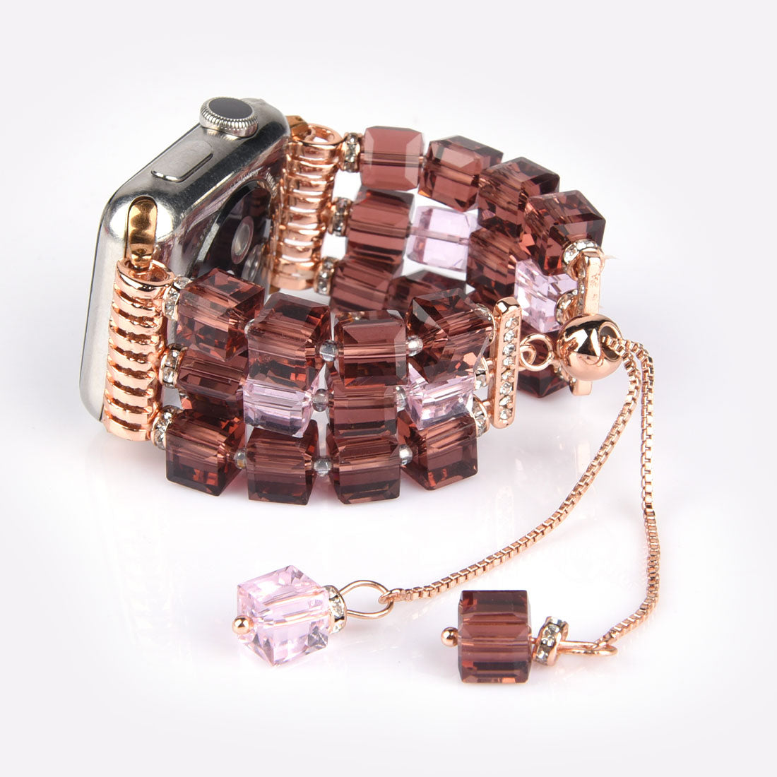 Faux Crystal Blocks Watch Band Wrist Strap for Apple Watch Ultra 2 49mm Series 9 45mm SE (2023) 44mm Ultra 49mm Series 8 45mm 7 45mm SE 44mm SE (2022) 44mm Series 6 5 4 44mm Series 3 2 1 42mm