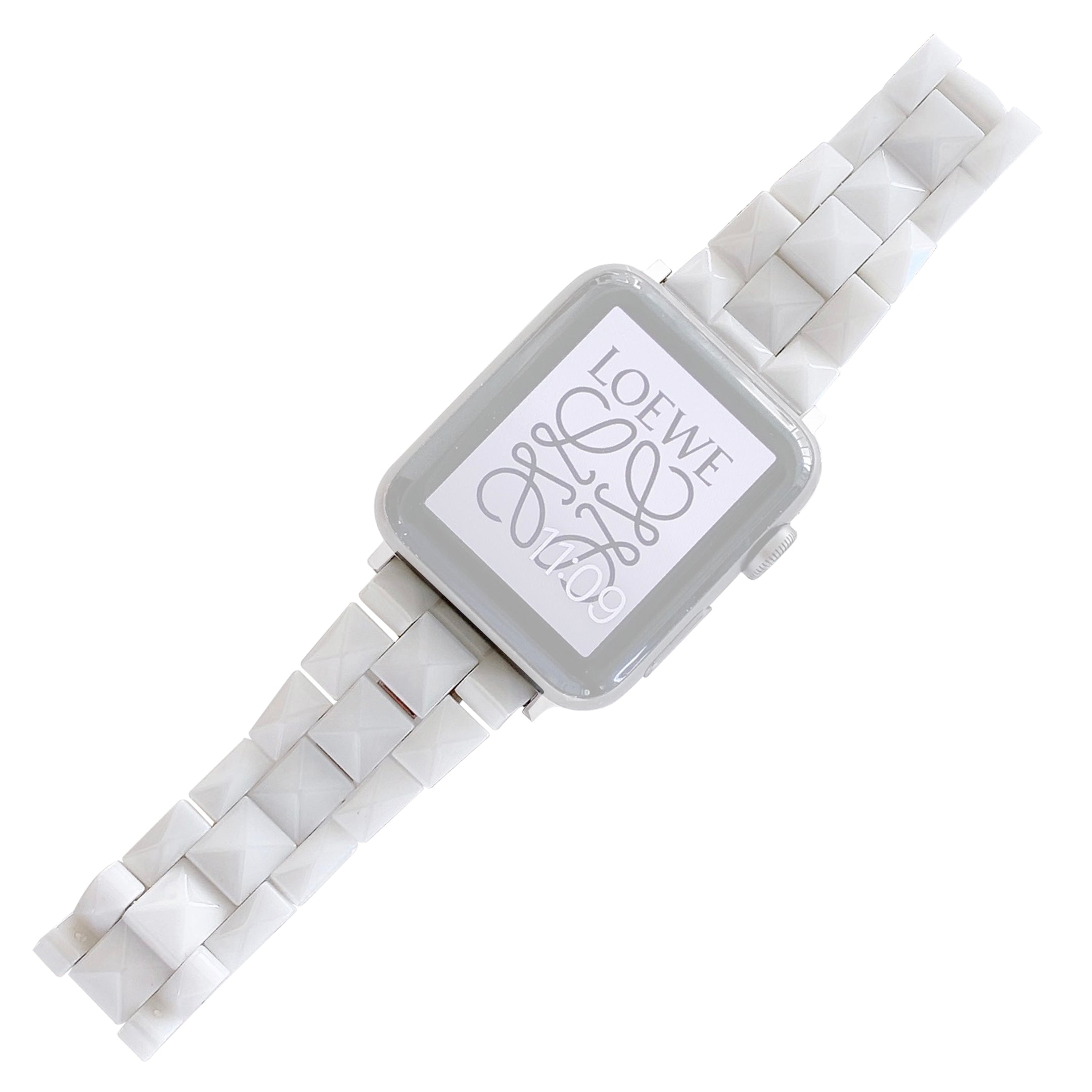 Rhombus Grid Design Ceramic Watch Band Strap for Apple Watch Ultra 2 49mm Series 9 45mm SE (2023) 44mm Ultra 49mm Series 8 45mm 7 45mm SE 44mm SE (2022) 44mm Series 6 5 4 44mm Series 3 2 1 42mm