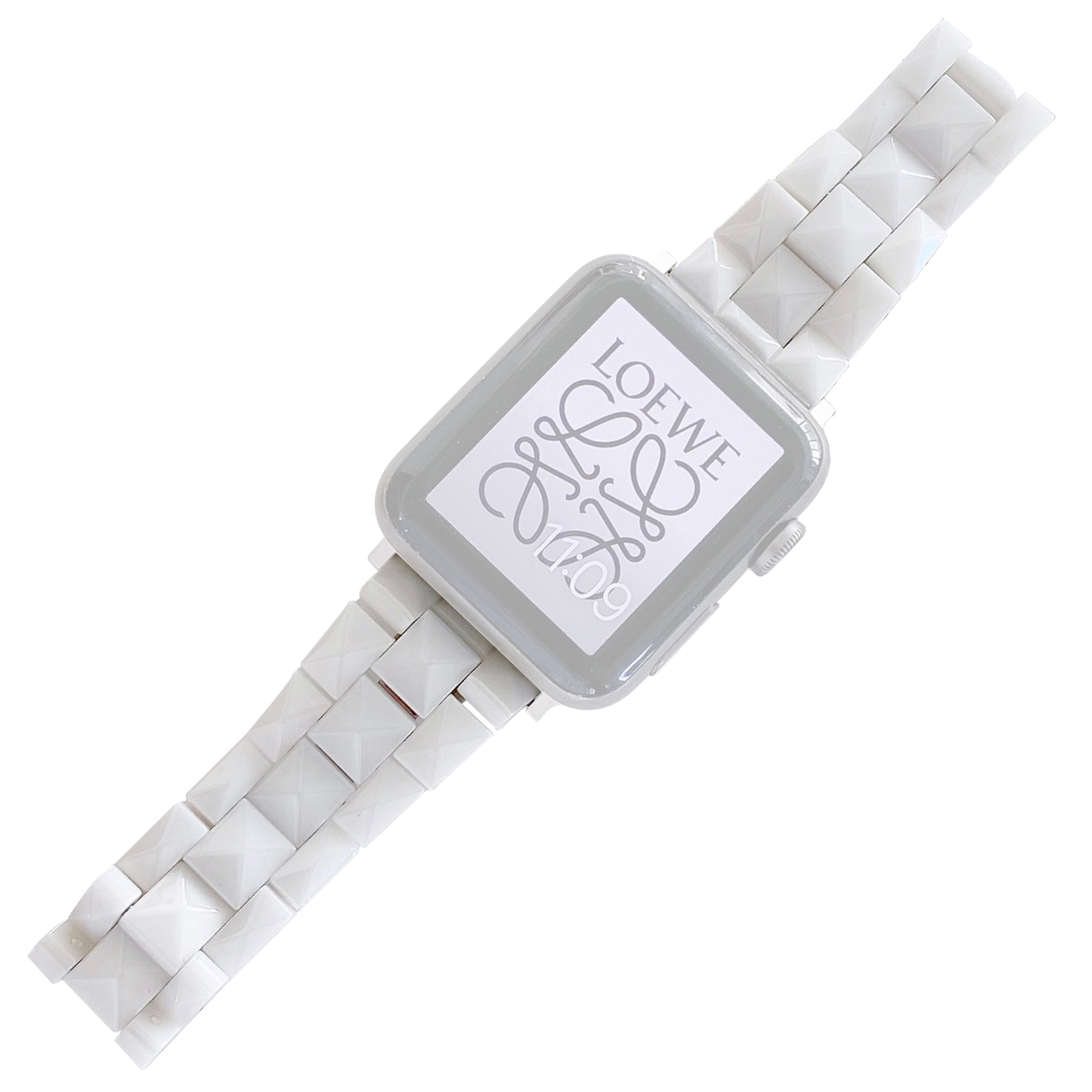 Rhombus Grid Design Ceramic Watch Strap Wrist Band Replacement for Apple Watch Series 9 8 7 41mm 6 5 4 SE (2023) SE(2022) SE 40mm 3 2 1 38mm