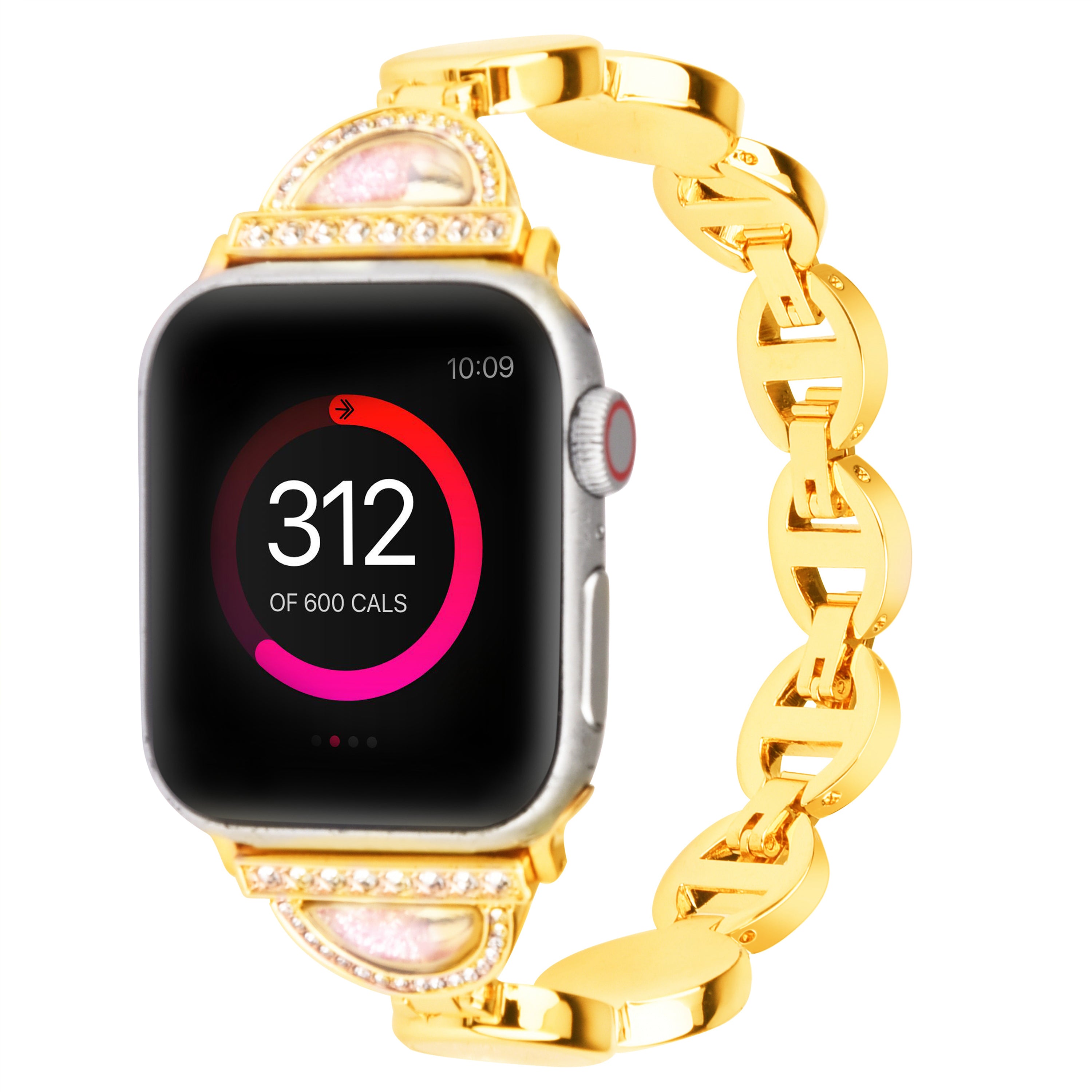 Stylish Rhinestones Decor Stainless Steel Band Smart Watch Wrist Strap for Apple Watch Series 9 8 7 41mm 6 5 4 SE (2023) SE(2022) SE 40mm 3 2 1 38mm