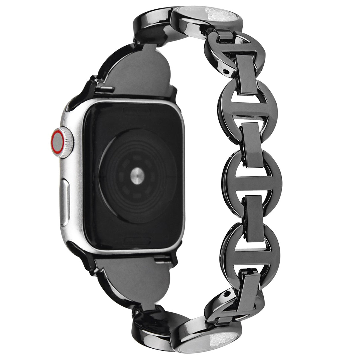 Stylish Rhinestones Decor Stainless Steel Band Smart Watch Wrist Strap for Apple Watch Series 9 8 7 41mm 6 5 4 SE (2023) SE(2022) SE 40mm 3 2 1 38mm