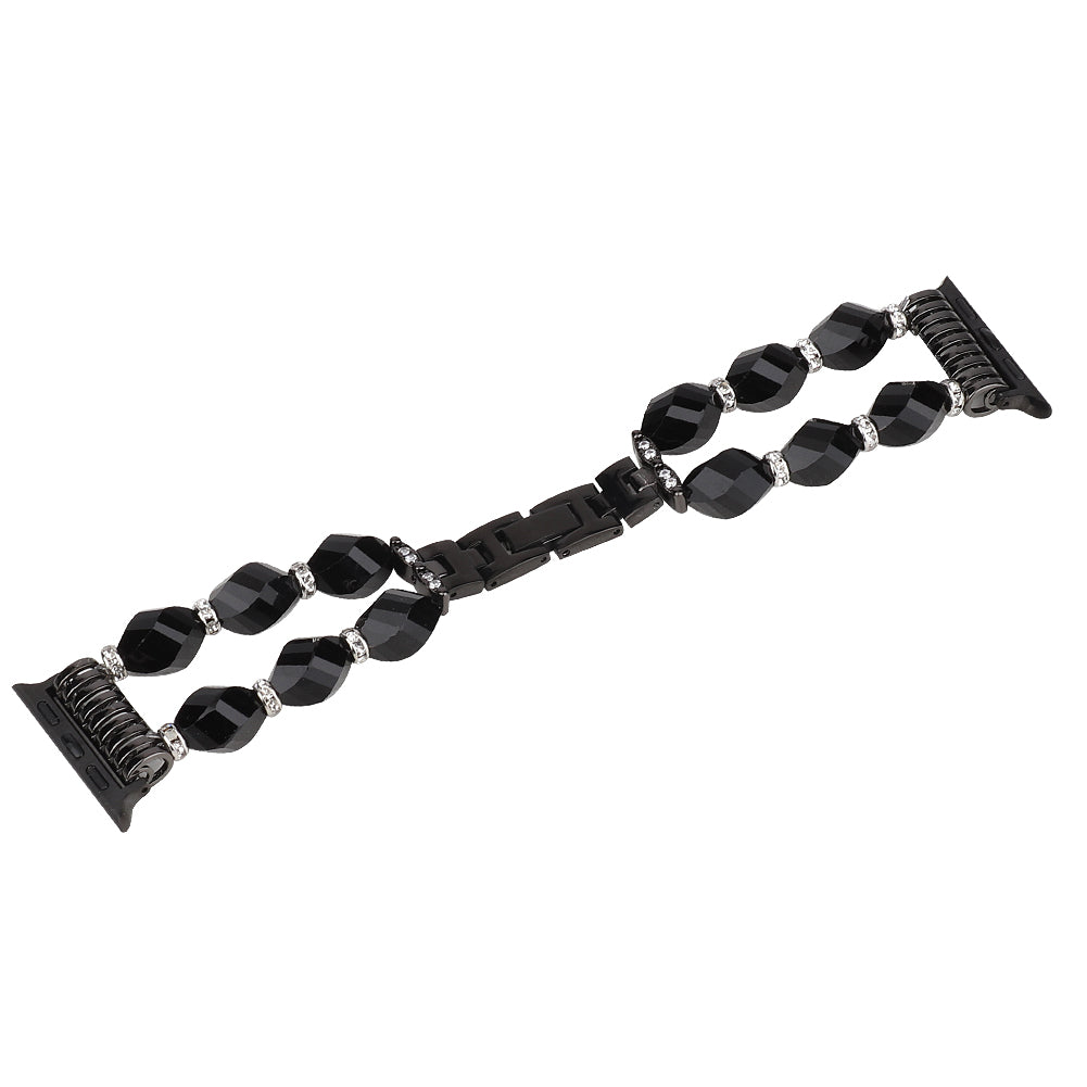 Rhombus Shaped Crystal Metal Strap Replacement Watch Band for Apple Watch Series 9 8 7 41mm 6 5 4 SE (2023) SE(2022) SE 40mm 3 2 1 38mm