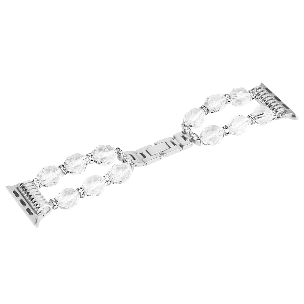 Rhombus Shaped Crystal Metal Strap Replacement Watch Band for Apple Watch Series 9 8 7 41mm 6 5 4 SE (2023) SE(2022) SE 40mm 3 2 1 38mm