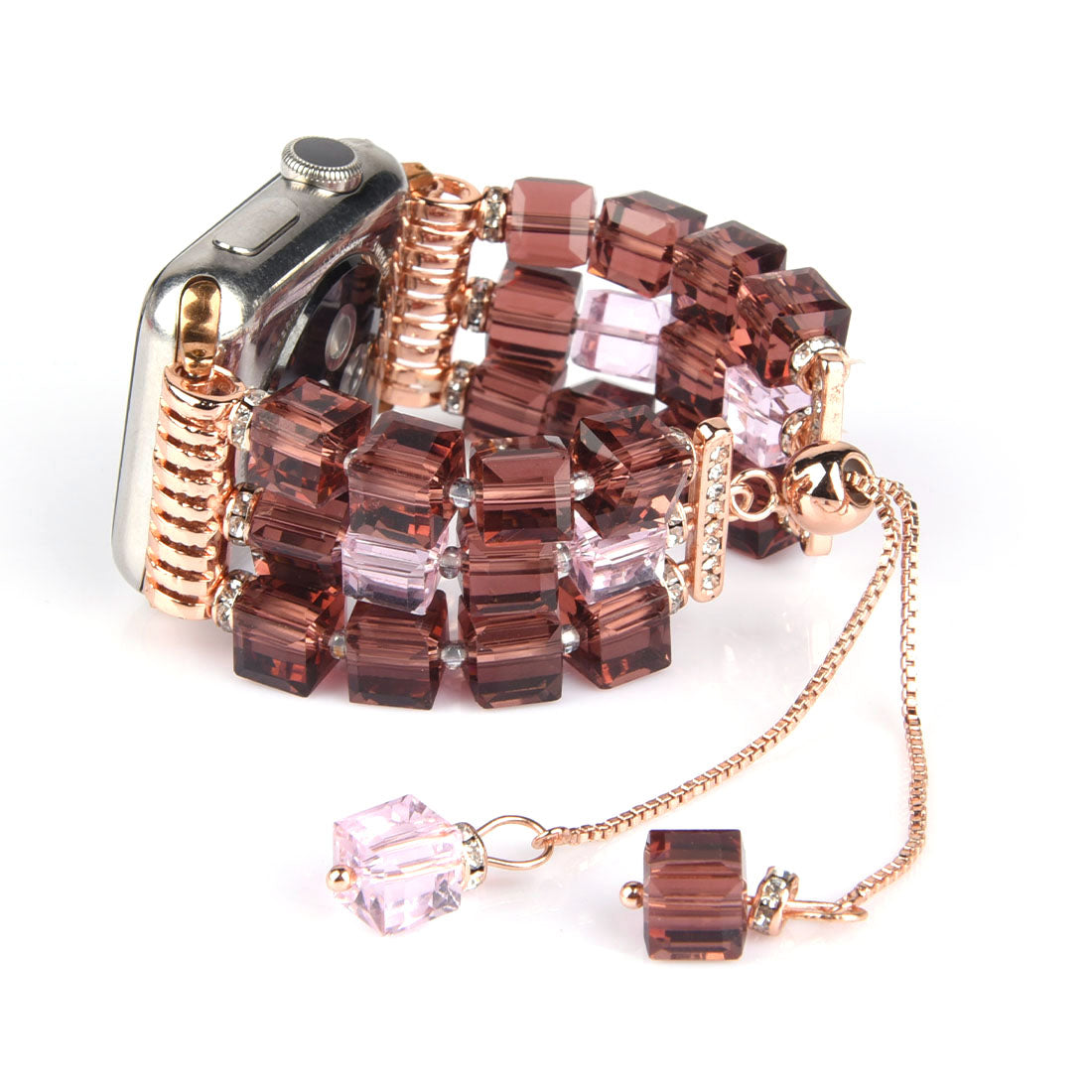 Faux Crystal Blocks Smart Watch Band Strap Bracelet for Apple Watch Series 9 8 7 41mm 6 5 4 SE (2023) SE(2022) SE 40mm 3 2 1 38mm