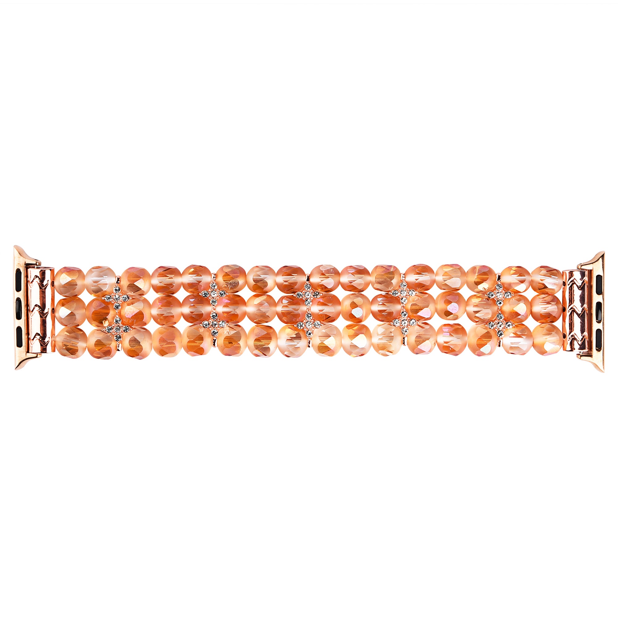 Flower Shape Decor Crystal Beads Watch Strap Wrist Band for Apple Watch Series 9 8 7 41mm 6 5 4 SE (2023) SE(2022) SE 40mm 3 2 1 38mm