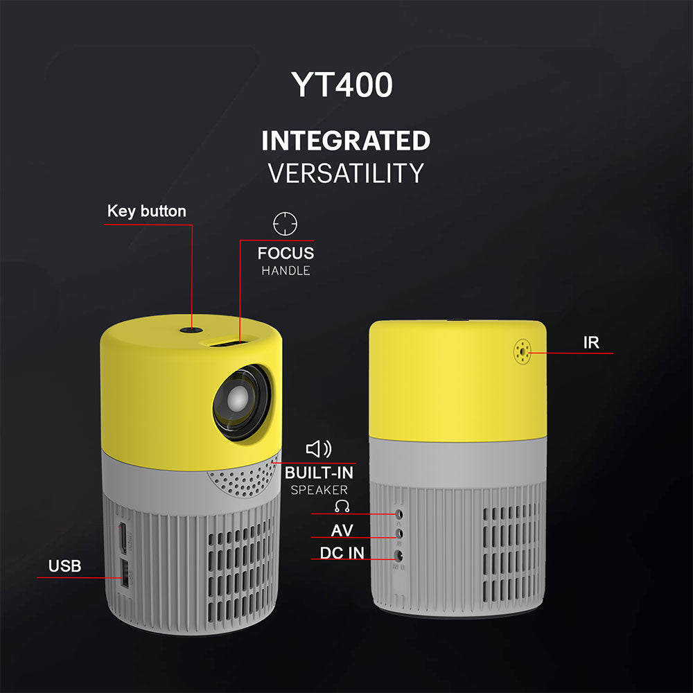 YT400 100 inch Children Projector Large Screen LCD Mini Projector Portable Family Theater Projector for Home Dormitory