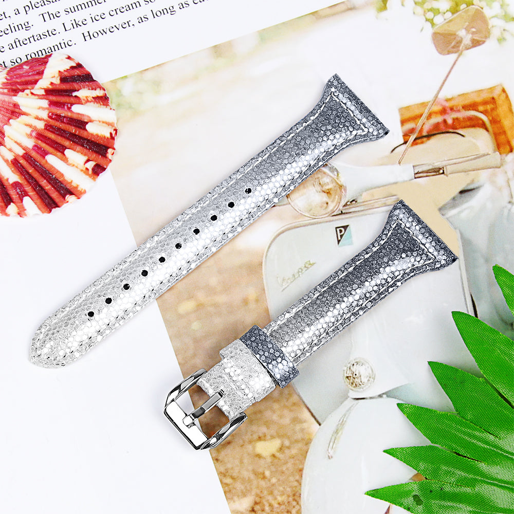 For Garmin Vivoactive 4 Gradient Design Watch Strap Top Layer Cowhide Leather Adjustable Wrist Band