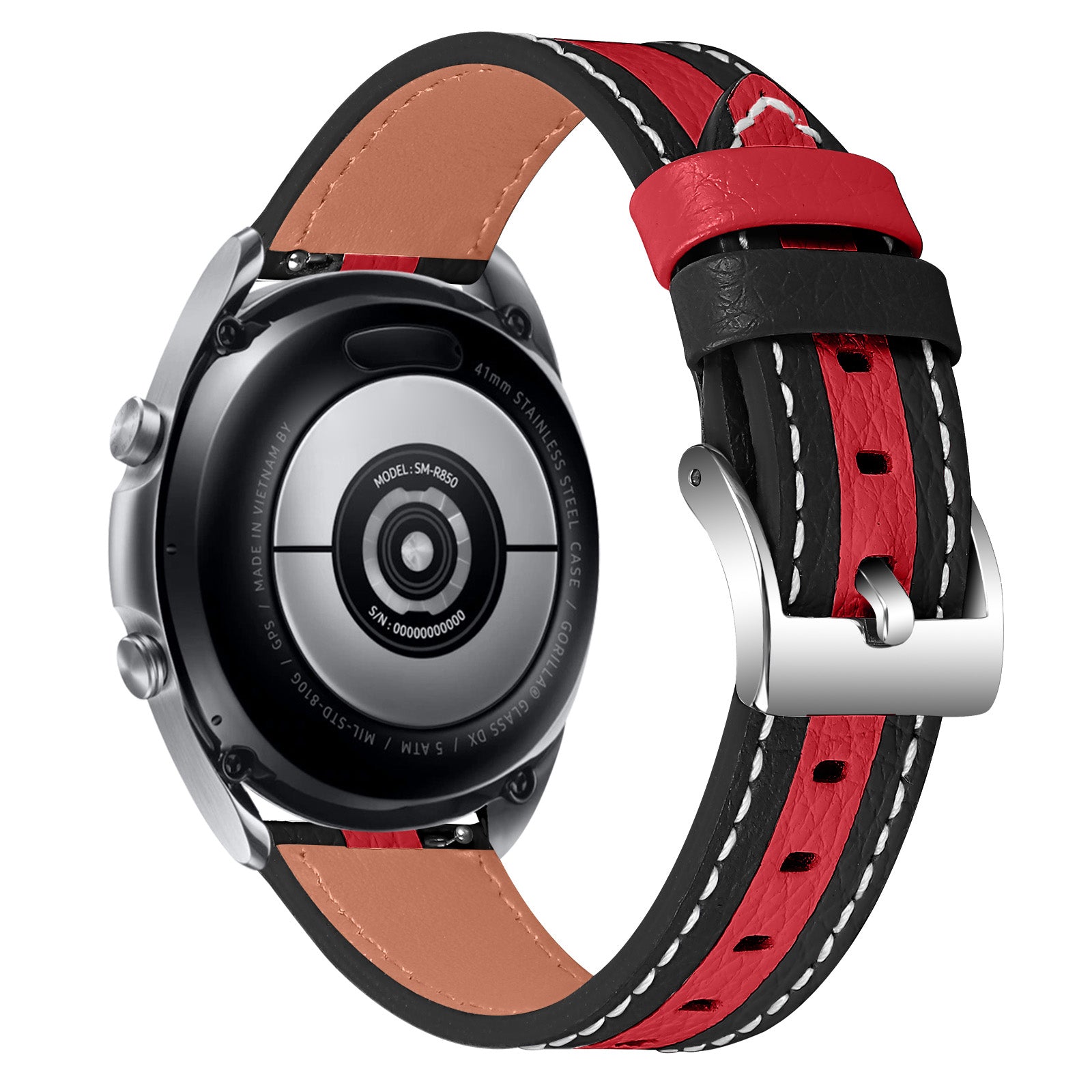 For Nokia Steel Nokia Steel HR Men Style Watch Strap Color Splicing Adjustable Cowhide Leather Replacement Wrist Band (20mm)