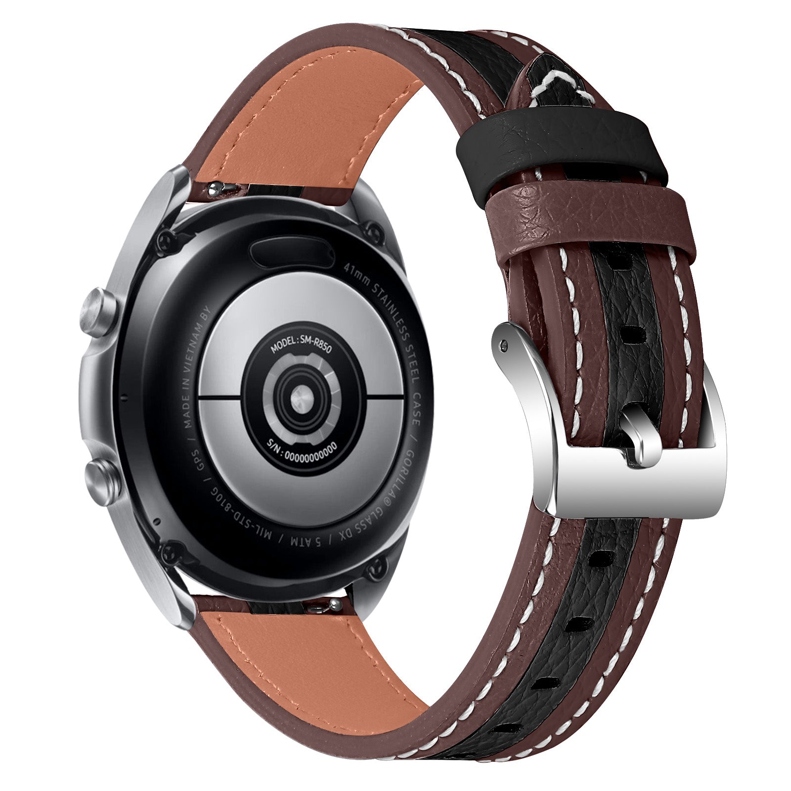 For Nokia Steel Nokia Steel HR Men Style Watch Strap Color Splicing Adjustable Cowhide Leather Replacement Wrist Band (20mm)