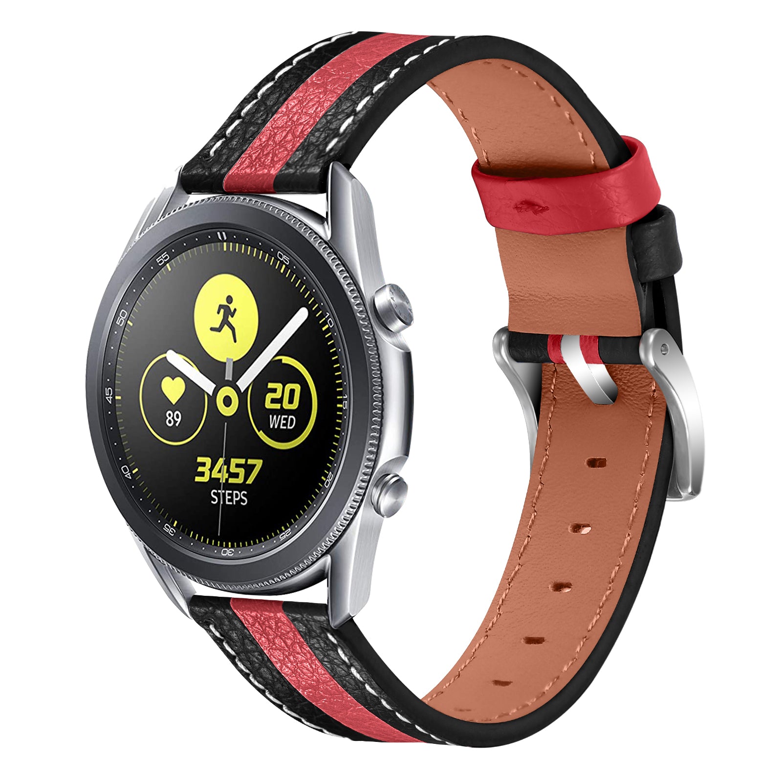 20mm Replacement Watch Strap for Huawei Watch GT 2 42mm Watch 2 Color Splicing Adjustable Cowhide Leather Wrist Band