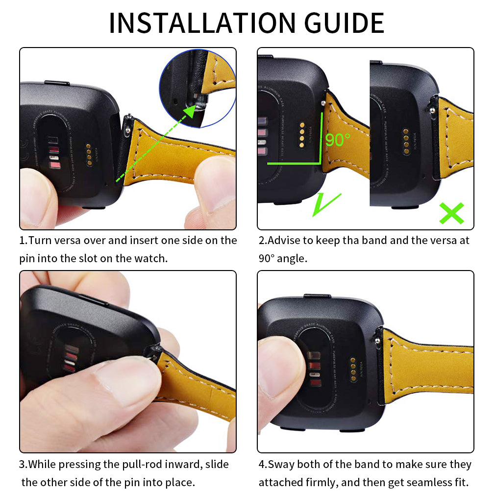 For Fitbit Versa 2 Versa Versa Lite Versa SE Stylish Cowhide Genuine Leather Replacement Smart Watch Strap