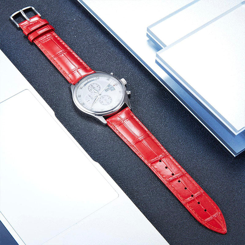 For Xiaomi Mi Watch Color Haylou Solar LS05 Stylish 22mm Crocodile Texture Cowhide Leather Replacement Watch Strap with Stainless Steel Buckle