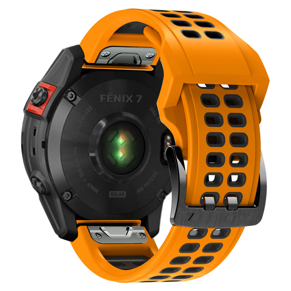For Garmin Fenix 7 Epix Two Rows Holes Dual-color Quick Release Silicone Watch Band Wrist Strap 22mm