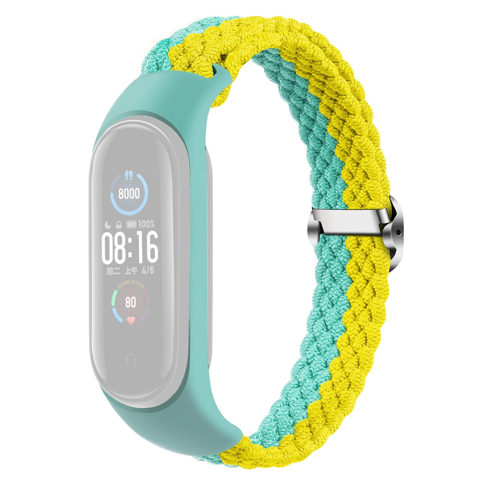 For Xiaomi Mi Band 4 5 6 NFC Nylon Braided Smart Watch Band Color Contrast Adjustable Wrist Strap Replacement