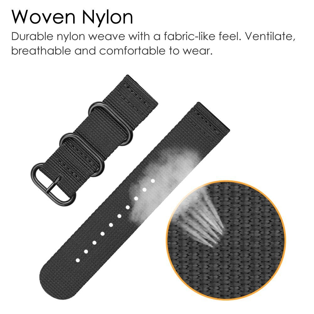 For Garmin Venue 2S Vivoactive 4S 18mm Nylon Watch Strap Three Heavy Buckles Watch Band Replacement