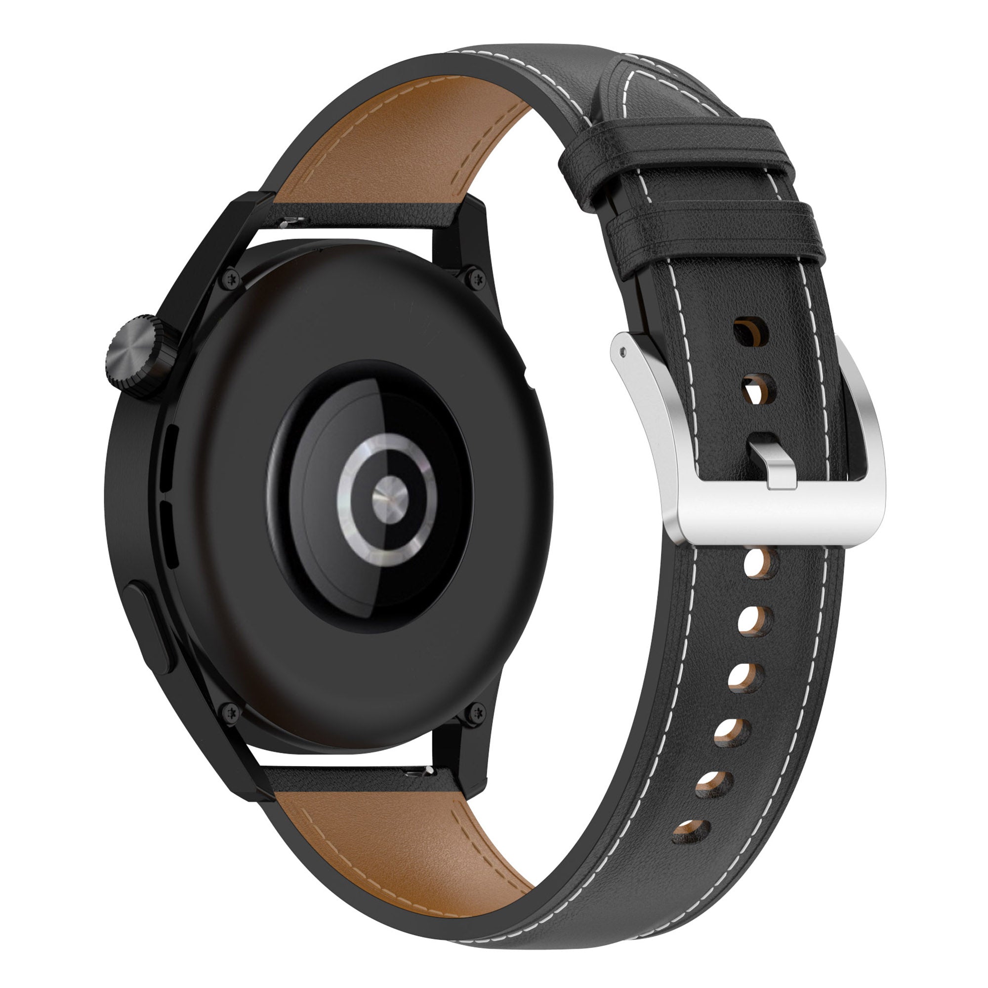 For Huawei Watch GT Samsung Gear S3 Galaxy Watch 46mm Smart Watch Band 22mm Universal Stitching Line First Layer Cowhide Solid Color Strap