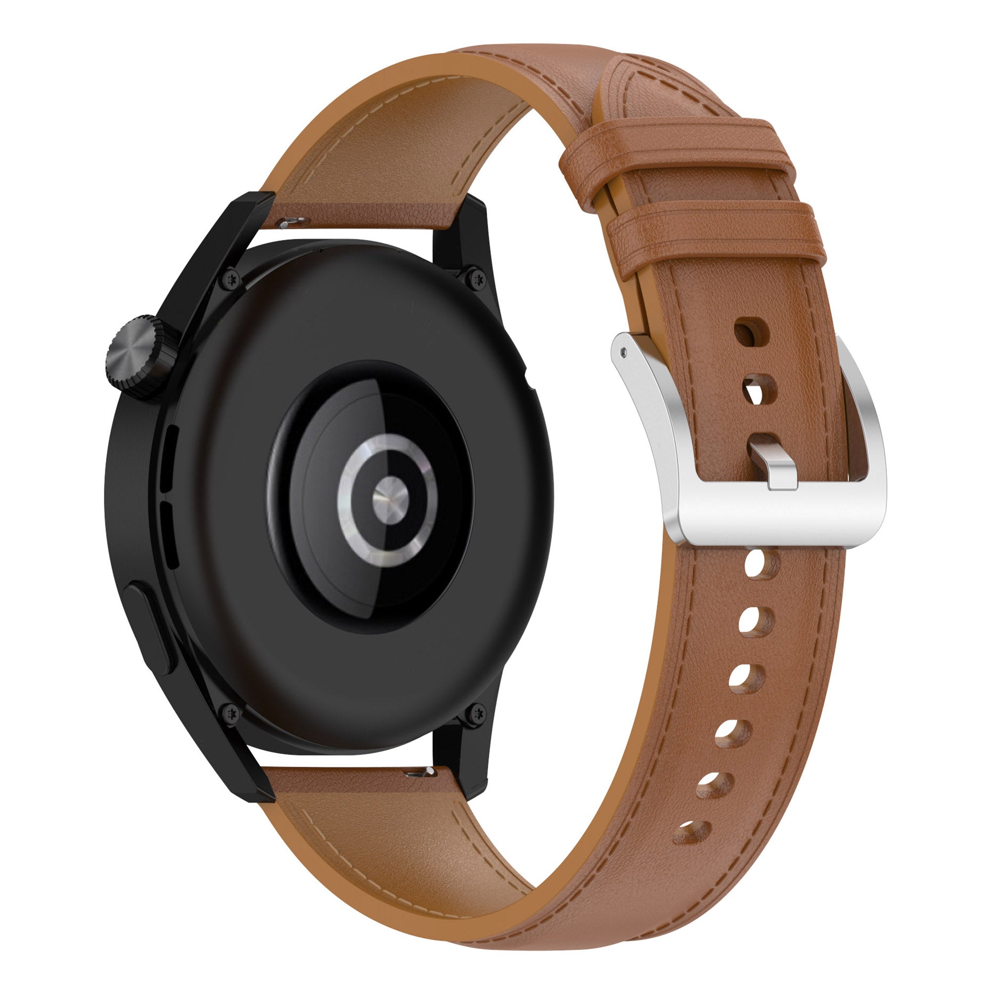 For Huawei Watch GT Samsung Gear S3 Galaxy Watch 46mm Smart Watch Band 22mm Universal Stitching Line First Layer Cowhide Solid Color Strap