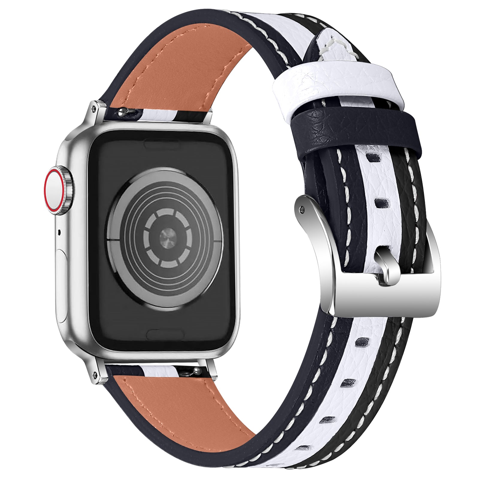 For Apple Watch Ultra 2 49mm Series 9 45mm SE (2023) 44mm Ultra 49mm Series 8 45mm 7 45mm 6 SE 44mm SE (2022) 44mm 5 4 44mm 3 2 1 42mm Color Splicing Genuine Leather Watch Strap Adjustable Wristband