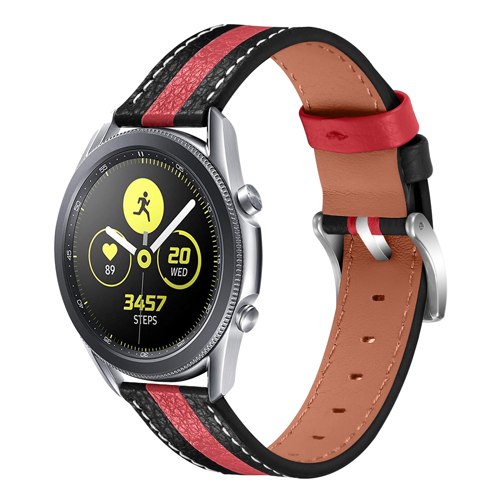 For Samsung Galaxy Watch4 40mm 44mm Galaxy Watch 42mm Color Splicing Watchband Genuine Leather Watch Strap 20mm