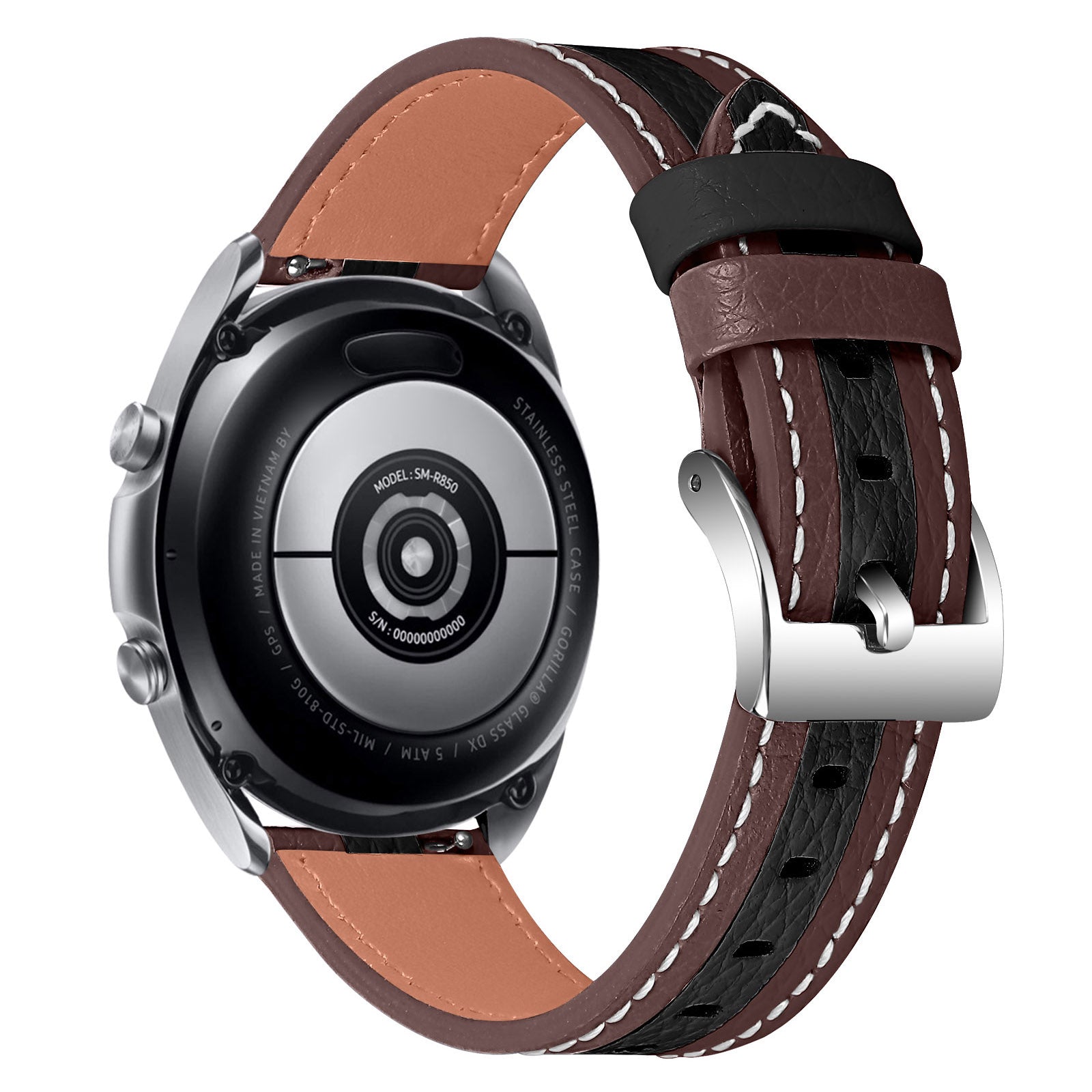 For Samsung Galaxy Watch4 40mm 44mm Galaxy Watch 42mm Color Splicing Watchband Genuine Leather Watch Strap 20mm