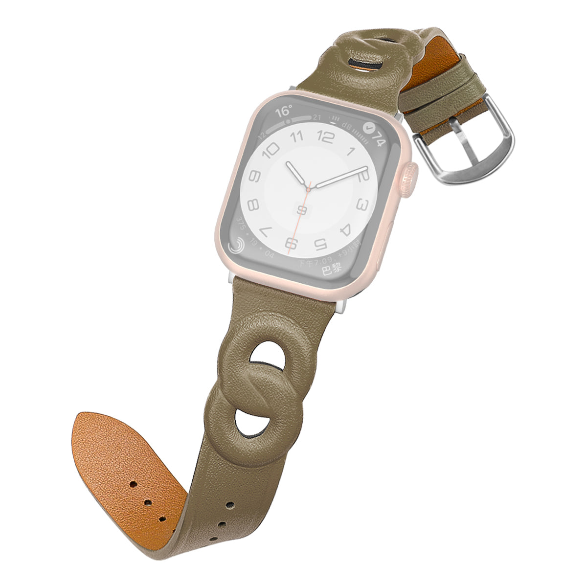 For Apple Watch Ultra 2 49mm Series 9 45mm SE (2023) 44mm Ultra 49mm Series 8 45mm 7 45mm 6 5 4 SE 44mm SE (2022) 44mm 3 2 1 42mm Dual Ring Design Genuine Leather Smart Watch Band Replacement Strap