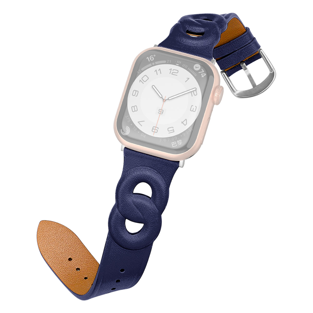 For Apple Watch Ultra 2 49mm Series 9 45mm SE (2023) 44mm Ultra 49mm Series 8 45mm 7 45mm 6 5 4 SE 44mm SE (2022) 44mm 3 2 1 42mm Dual Ring Design Genuine Leather Smart Watch Band Replacement Strap