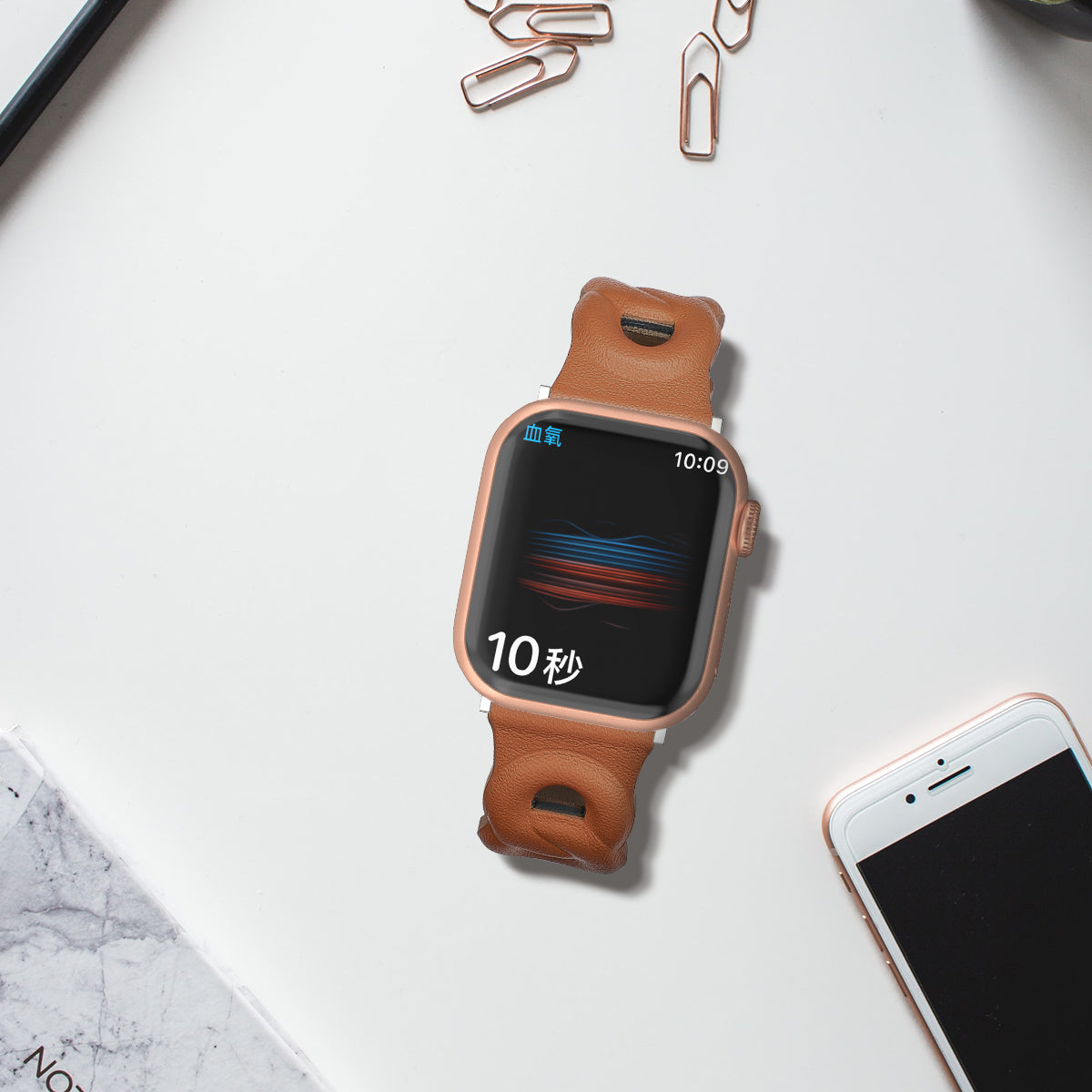 For Apple Watch Ultra 2 49mm Series 9 45mm SE (2023) 44mm Ultra 49mm Series 8 45mm 7 45mm 6 5 4 SE 44mm SE (2022) 44mm 3 2 1 42mm Dual Ring Design Genuine Leather Smart Watch Band Replacement Strap
