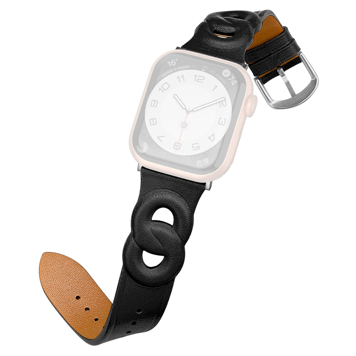 For Apple Watch Series 9 8 7 41mm 6 5 4 SE (2023) SE(2022) SE 40mm 3 2 1 38mm Double Rings Design Genuine Leather Smart Watch Band Wrist Strap