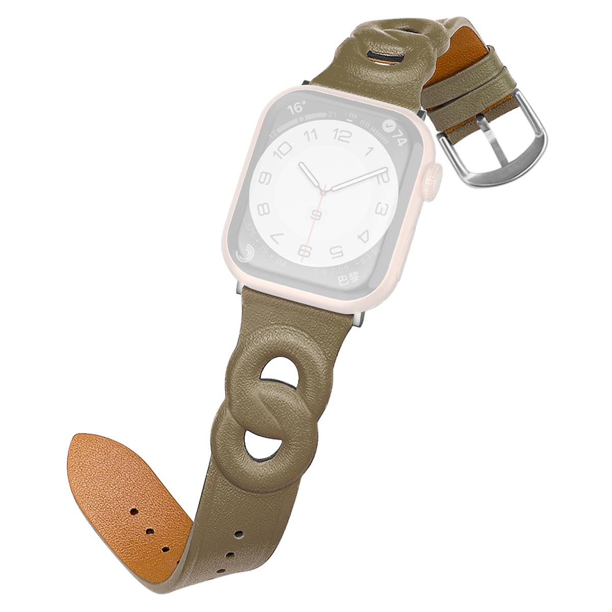 For Apple Watch Series 9 8 7 41mm 6 5 4 SE (2023) SE(2022) SE 40mm 3 2 1 38mm Double Rings Design Genuine Leather Smart Watch Band Wrist Strap
