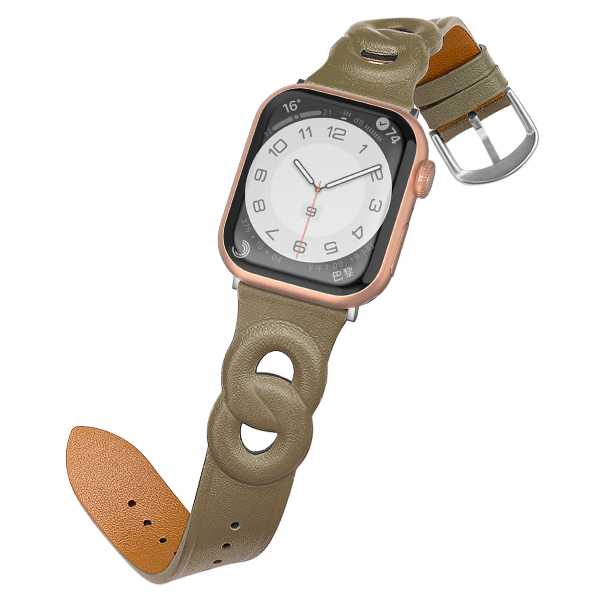 For Apple Watch Series 9 8 7 41mm 6 5 4 SE (2023) SE(2022) SE 40mm 3 2 1 38mm Double Rings Design Genuine Leather Smart Watch Band Wrist Strap