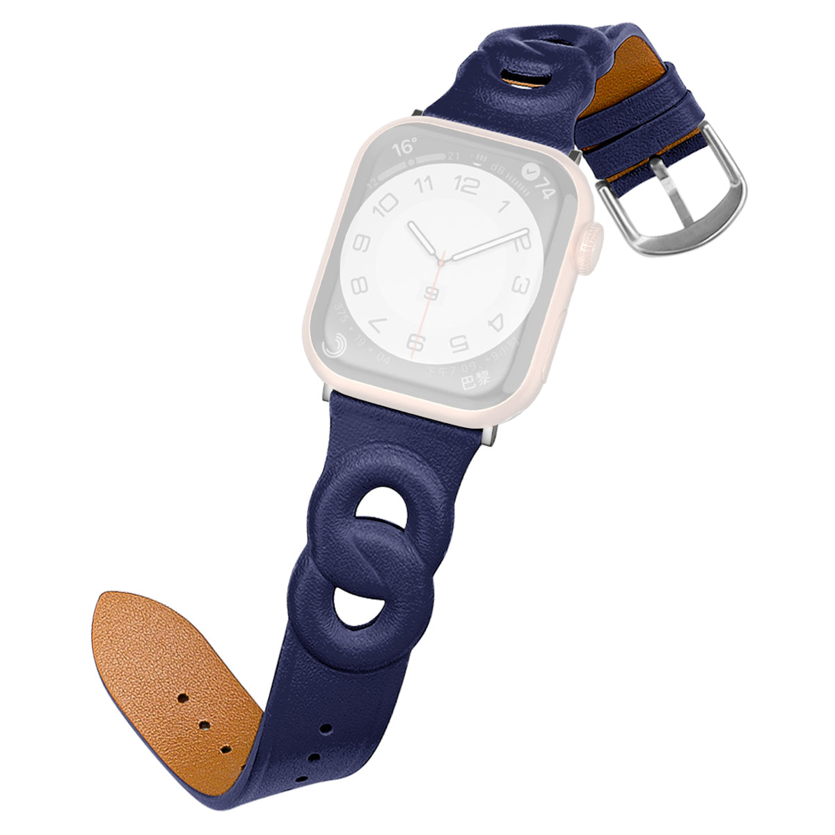 For Apple Watch Series 9 8 7 41mm 6 5 4 SE (2023) SE(2022) SE 40mm 3 2 1 38mm Double Rings Design Genuine Leather Smart Watch Band Wrist Strap