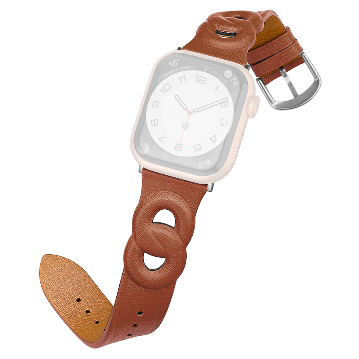 For Apple Watch Series 9 8 7 41mm 6 5 4 SE (2023) SE(2022) SE 40mm 3 2 1 38mm Double Rings Design Genuine Leather Smart Watch Band Wrist Strap