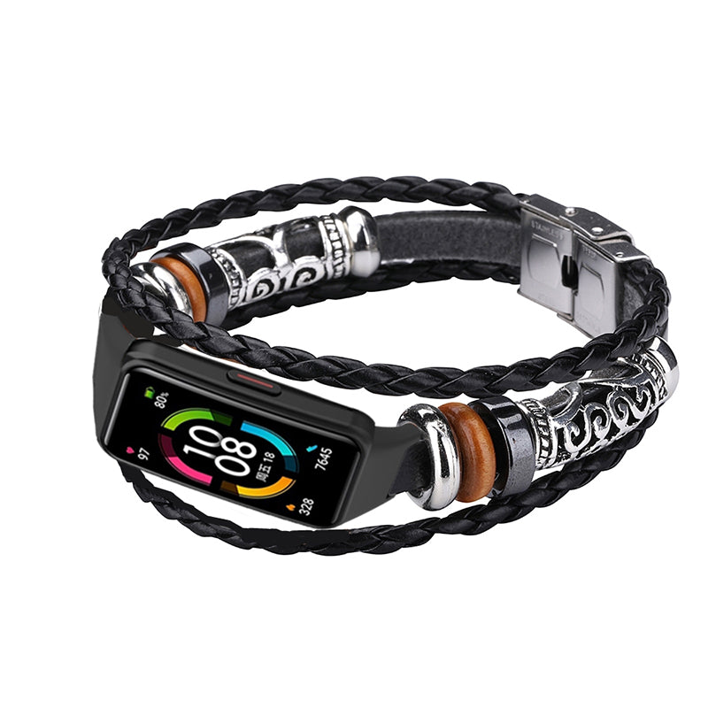 For Huawei Band 6 Honor Band 6 Ethnic Beaded Replacement Watch Strap Bracelet Retro Wrist Band