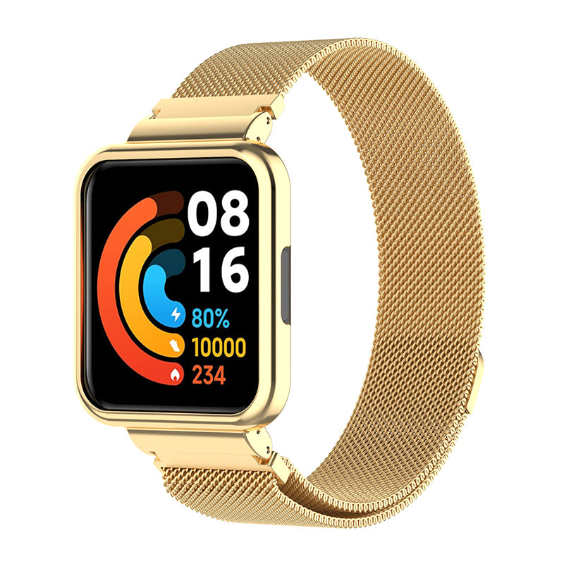 For Xiaomi Redmi Watch 2 Lite Stainless Steel Watch Strap Watch Case Quick Release Watch Band Business Watchband with Magnetic Closure